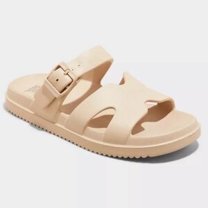 Wild Fable Women's Maysen 100% EVA Taupe Footbed Buckle Ankle Strap Sandals Sz 8